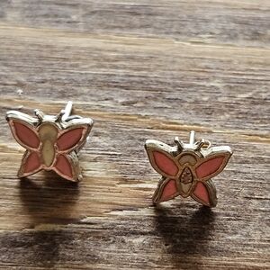 Butterfly Pink and Gold Earrings